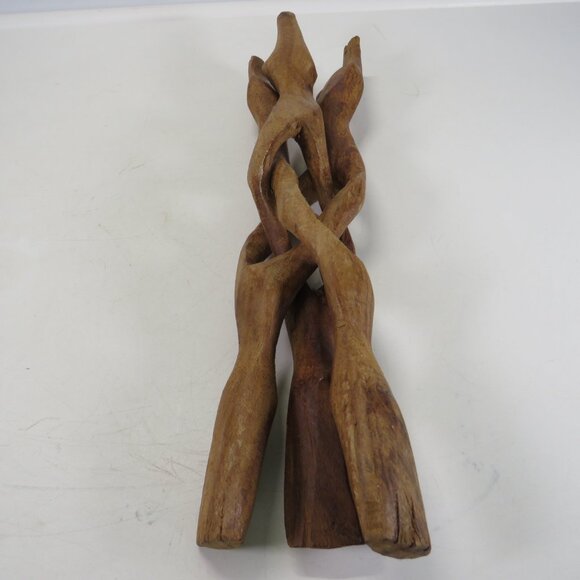 (1)Vintage Carved Wood Intertwined Bowl Display-Collapses Tripod - Picture 7 of 8